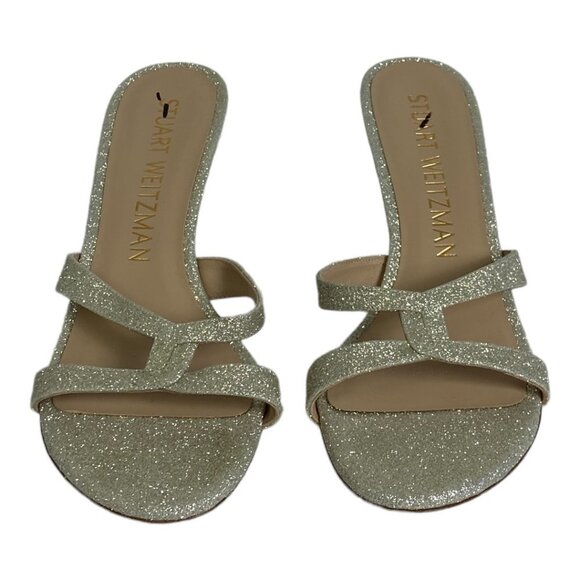 NEW Stuart Weitzman Soiree Sleek 75 Glitter Sandals Size 39 or 8.5 Wedding Shoes - Picture 9 of 12
